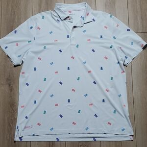 Johnnie-O Polo Shirt Men's White Multicolor Gummy Bear Print Golf Size XL